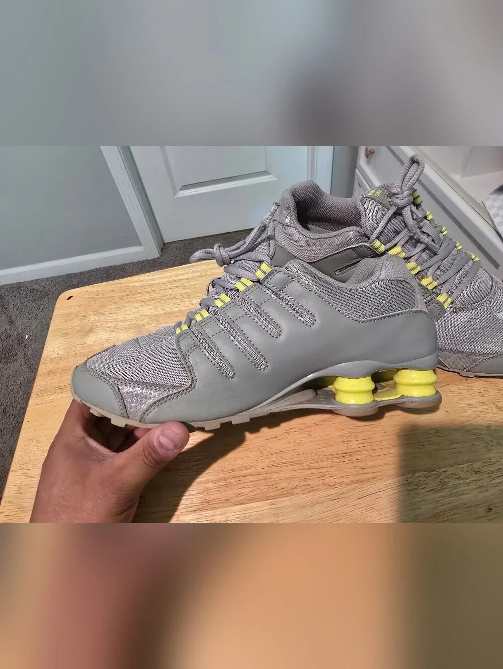 VINTAGE Nike Shox NZ Medium Grey/Sonic Yellow Running Shoes! Size 9 Women's 2011